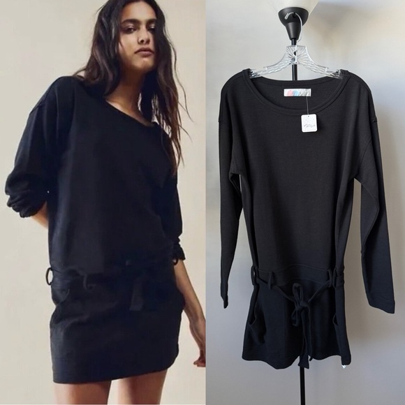Free People Beach Mini Belted Dress Black XS - Picture 1 of 4
